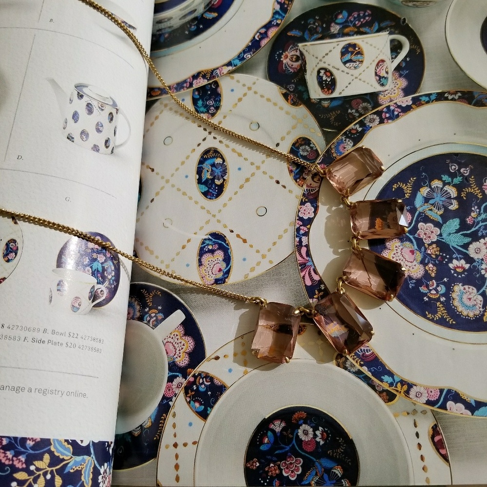 J.Crew Rectangular Drop Crystal Necklace NWOT